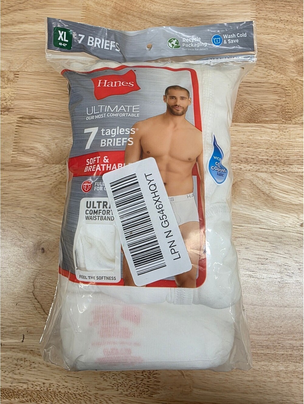 HANES ULTIMATE MEN’S TAGLESS BRIEFS COMFORTFLEX WHITE 7‑PACK X‑LARGE US